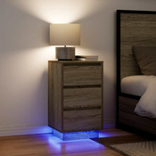 Nocni ormaric s LED svjetlima boja hrasta sonome 38x34x65 cm