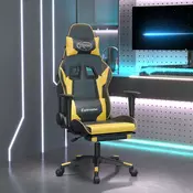 Vidaxl vidaXL igralni stol z naslonom za noge, črno-zlat, umetno usnje