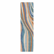 Plava ručno rađena vunena staza 60x230 cm Abstract Flow – Flair Rugs