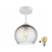 BRILAGI - LED plafonski luster R GLASS 1xE27/60W/230V pr. 18 cm bela/dimna siva