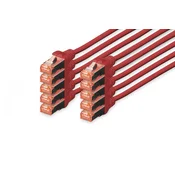 CAT 6 S-FTP patch cord, Cu, LSZH AWG 27/7, length 0.5 m, 10 pieces, color red