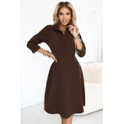286-9 SANDY Flared shirt dress with belt - chocolate