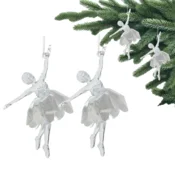 shumee Obeski za božično drevo v kompletu 2 kosov - Balerina v srebrni obleki 15x9x3 cm