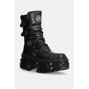 New Rock Usnjeni nizki škornji Itali Negro Nomada Negro + Tank Casco Negro