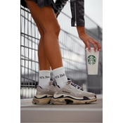 Milena Womens Socks With Text 90s Baby Ecru