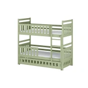 Drveni dječji krevet na kat Oliwia s tri kreveta - olive - 200x90 cm - Madrac PE pjena 8 cm-spužvasti madrac