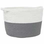 Košara za rublje sivo-bijela O 60 x 36 cm pamucna