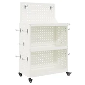 Vidaxl Vozik za orodje s polico Bela 65 x 35 x 111 cm Mlinjeni jeklo