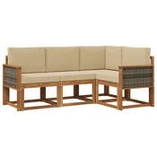 Set vanjskih sofa 4 pcs Prirodna i bež Poliester
