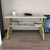Hanah home Radni sto 120x72,8x60cm Belo-Zlatni
