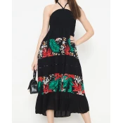 Resti Womens black floral midi dress - Clothing