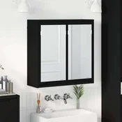 vidaXL Kopalniška ogledalna omara Črna 60 x 20 x 60 cm Konstruiran les