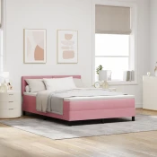 Vidaxl Postelja z vzmetnico z vzmetnico Roza 160 x 200 cm Žamet
