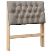 Vidaxl Tapecirano vzglavje Taupe 75 cm Masivno borovo les
