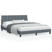 shumee vidaXL Posteljni okvir brez vzmetnice temno siv 160x200 cm žamet