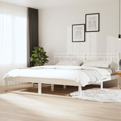Posteljni okvir bel 180x200 cm trden les