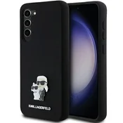 Karl Lagerfeld Ovitek Silicone Karl&Choupette Metal Pin za Samsung Galaxy S23+, črn