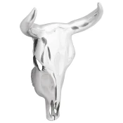vidaXL Stenski Bull Skull Srebrna 34x13x53 cm Aluminij