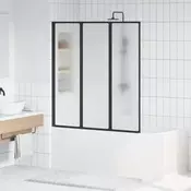 vidaXL Zložljiva tuš zaslon Črna in Polna Frost 132 x 2 x 140 cm