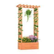 Costway Sadilnik z lesenim rešetkastim visečim pokrovom 66x32x152 cm oranžen