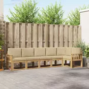 Set vanjskih sofa s jastukom 6 pcs Bijela i bež Poliester