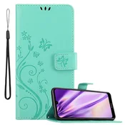 Cadorabo CADORABO Huawei Y6 2019 v klasično srebrno - ovitek v cvetličnem dizajnu z magnetnim zapiranjem, stoječo funkcijo in režami za kartice, (20562109)