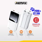 Power Bank with 2 Fast Charging Cables REMAX Cynlle Series RPP-680 PD 20W+QC 22.5W 20000mAh , Bela