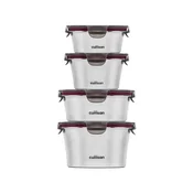 Set of 4 “Flora” food storage containers, round, stainless steel - Cui