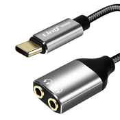LINQ USB-C moški na dvojni prikljucek 3,5 mm ženski avdio adapter za slušalke - LinQ, (20649844)