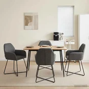 vidaXL Jedilni stoli 4 pcs Žamet Temno siva 55 x 50 x 84 cm