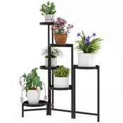 Homestar Stojalo za rastline 6-nadstropno zložljivo 60x40x80 cm črno