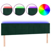 Vidaxl LED posteljno vzglavje temno zeleno 200x5x78/88 cm žamet