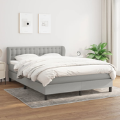 vidaXL Box spring postelja z vzmetnico svetlo siva 140x200 cm blago
