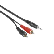 Audio kabel Hama - 205107, priključak 3.5 mm/2x RCA, 5 m, crni/crveni