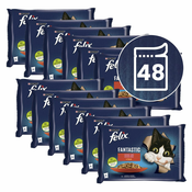 Vrečke FELIX Fantastic okusen izbor hran z govedino in piščancem v želatini 48x85 g