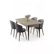 HANAH HOME Rasklopivi trpezarijski sto i stolice (5 delova) Asfel Travertine Grey