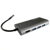 LC POWER LC-HUB-C-MULTI-5 USB Type C Hub, citac kartica, charging, RJ45, HDMI, Crni