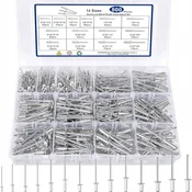 shumee Komplet aluminijastih slepih zakovic za kovičenje 2,4 - 6,4 mm - 500 kosov