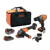 BLACK+DECKER Kombo sada príklepová aku vrtacka 18V a bruska BCK24D1M1SB