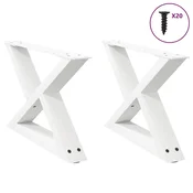 Vidaxl Noge za klubsko mizico 2 kosa bele 50 x (30-31,3) cm jeklo