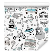 Tapeta z vintage igračami za dnevno sobo in spalnico 50x1000 cm