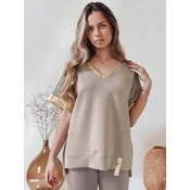 Bluzka damska oversize SHINE LOVE mokka Dstreet