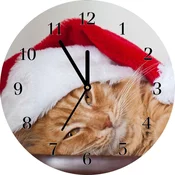 tulup.si Steklena ura Cat Cap Santa Claus Črne kazalke