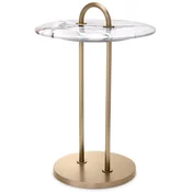 Casa Padrino luxury side table brass/white A� 38.5 x H. 58 cm - Round table with marble top and handle - Living room furniture - Luxury furniture - Living room furnishings