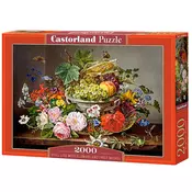 Castorland - Puzzle Mrtva priroda s cvijecem i košaricom s vocem - 2 000 dijelova