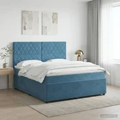 vidaXL Postelja boxspring z vzmetnico Modra 140 x 200 cm Žamet