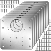 INF Plošča za popravilo pohištvenih tečajev 9x9 cm iz nerjavečega jekla 10 kosov Silver D971, (21280687)