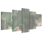 shumee Slika na italijanskem platnu 100 x 50 cm pentaptih - džungelski slog - narava Slika na italijanskem platnu 150 x 75 cm pentaptih - džungelski slog - narava
