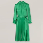 Plise obleka zelene barve z nežnim leskom 15529
