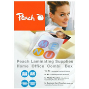 Peach Folija za laminiranje Peach DIN A4, DIN A5, 106 x 216 mm, 90 x 60 mm 80 mikrona, sjajna 25 kom.